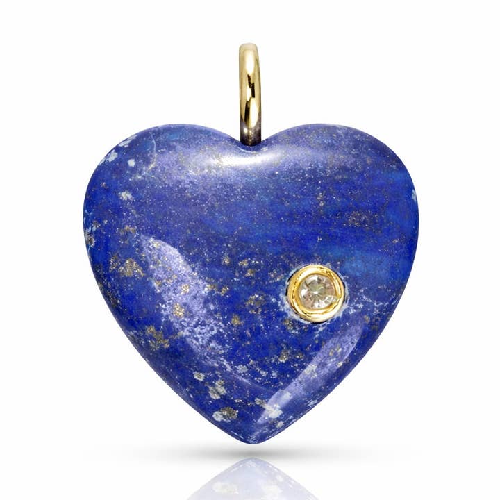 Gemstone Puffy Heart Charm - Lapis Lazuli for wholesale by Elizabeth Stone Jewelry