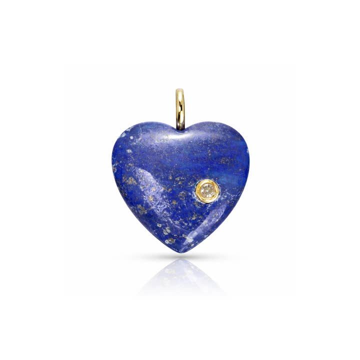 Gemstone Puffy Heart Charm - Lapis Lazuli for wholesale by Elizabeth Stone Jewelry