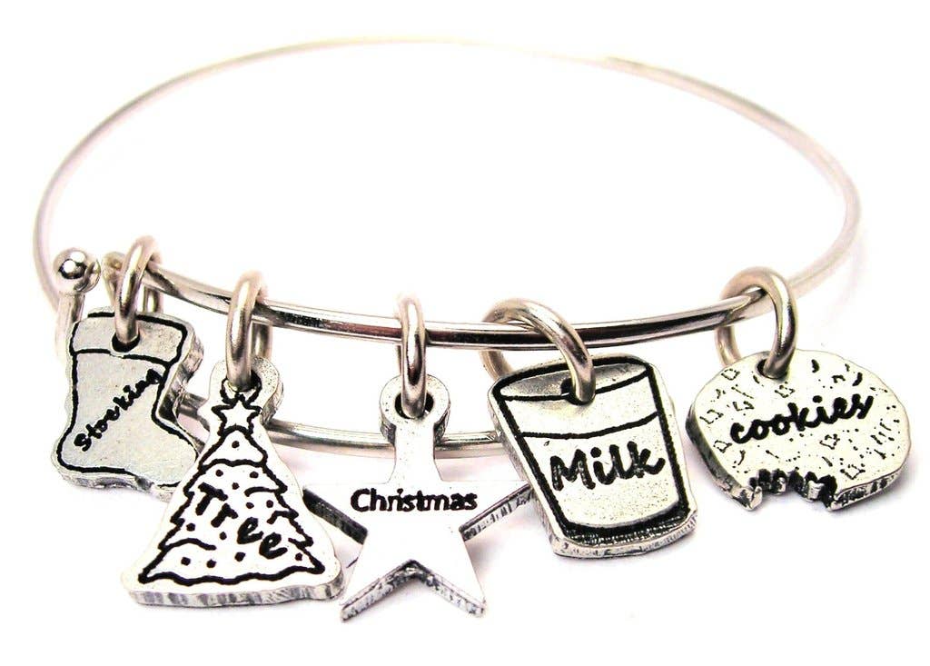 Chubby Chico Charms - Wholesale Charm/Dangle Bracelet - Milk and Cookies Christmas Bangle Expandable Bracelet0