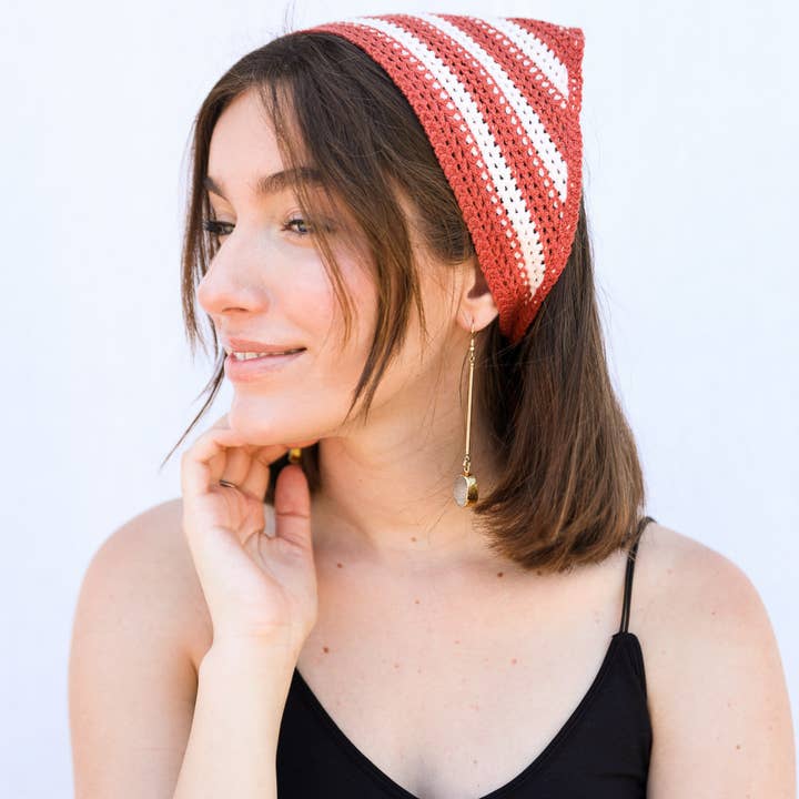 Leto Accessories – wholesale Fashion headband – women's – 🌟 Star-Spangled Crochet Hair Bandana - Red, White, & Blue