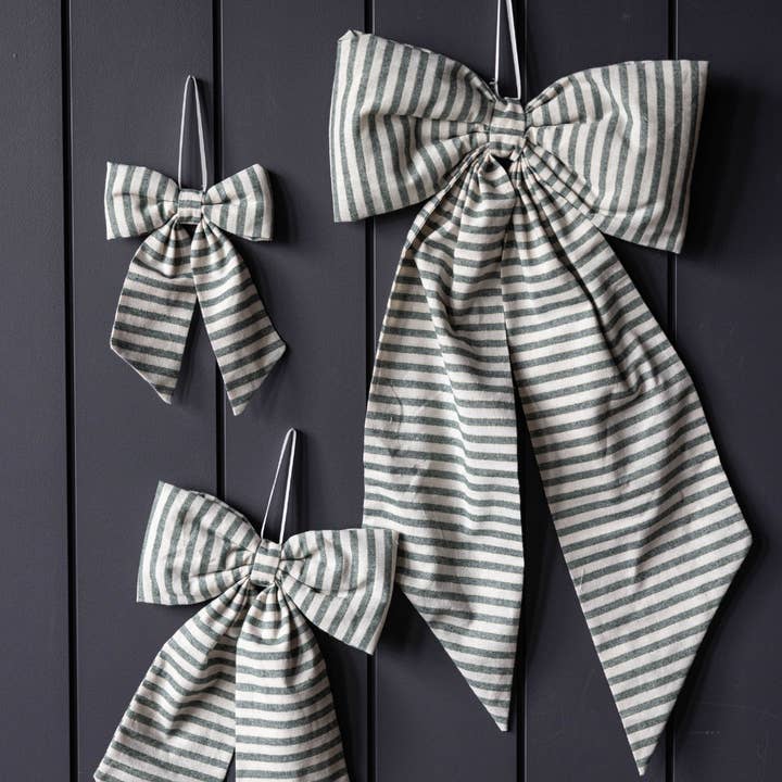 Luxe B Co - Wholesale Bow - Gift Wrapping - Striped Green & Gold Fabric Bows2