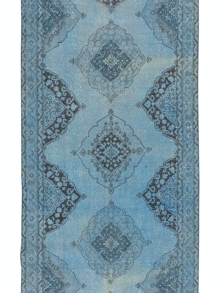 Handgefertigter Läuferteppich, 4,6 x 12,6 Fuß, hellblau, für Küche und Flur für den Großhandel von Rug Specialist LLC.