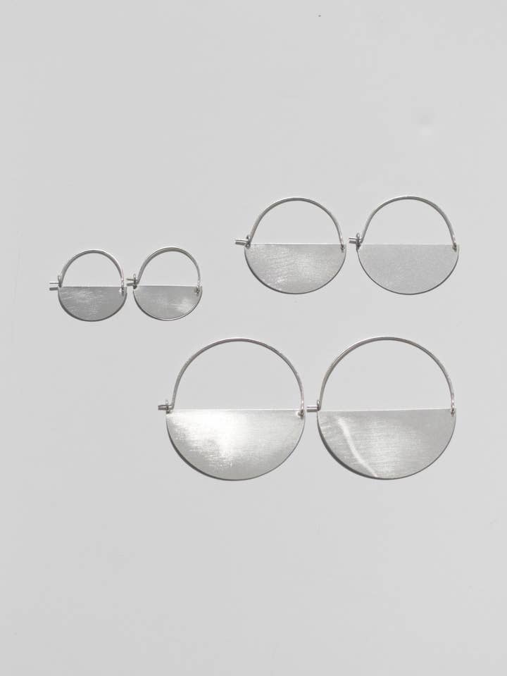 Matte Silver Half Moon Earrings for wholesale by Rover & Kin