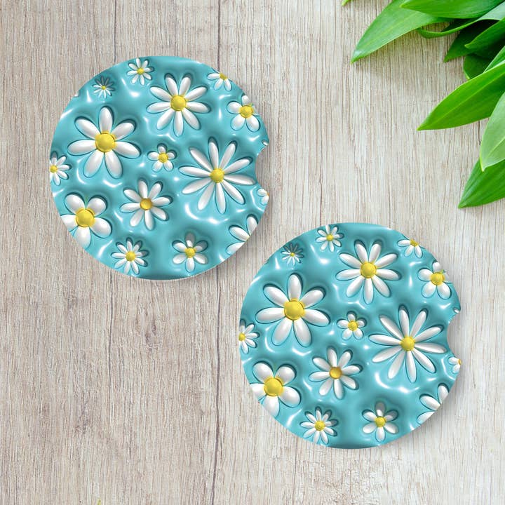 Blue Daisy (Bubble) - Car Coaster for wholesale by Harper Grace Press