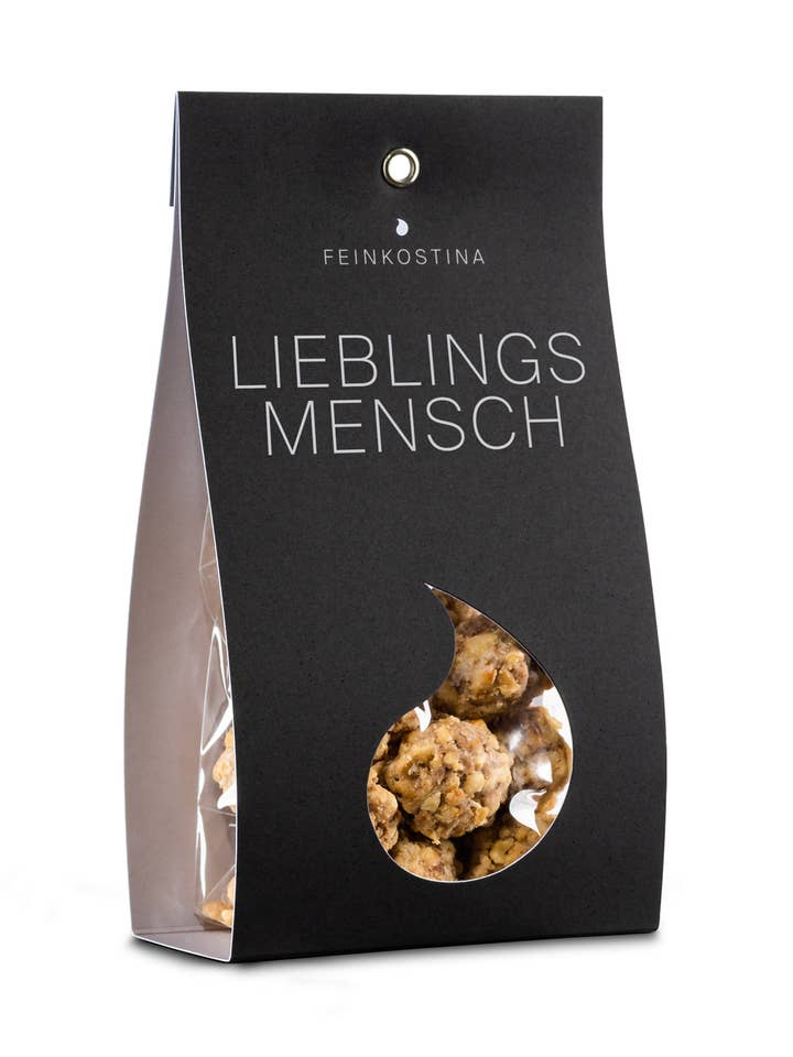 Lieblingsmensch - Haselnuss Trüffel mit Vollmilchschokolade für den Großhandel von Feinkostina