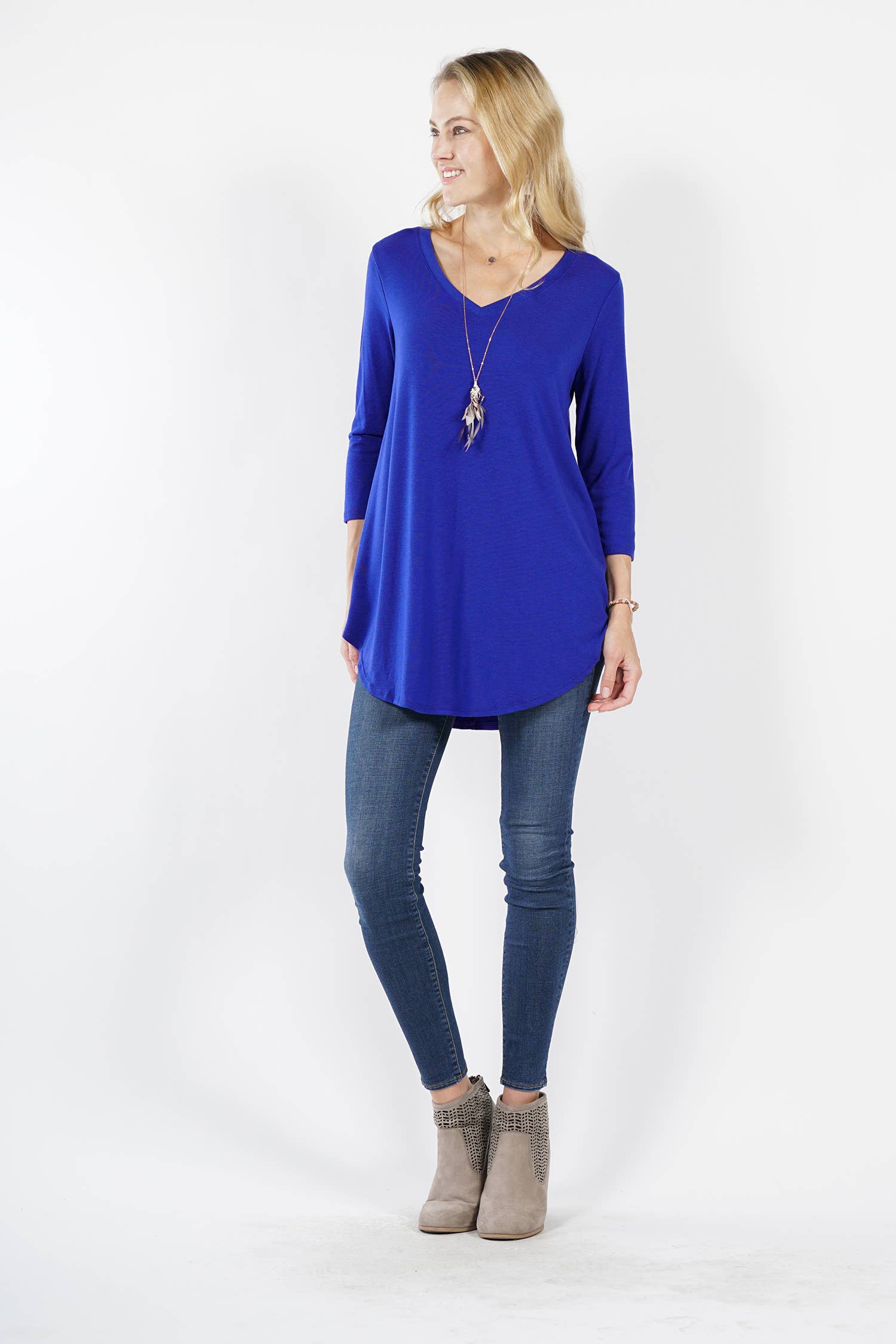 42POPS - Vendita all'ingrosso Top in maglia - Donna - .....1015 Top a Maniche 3/4 con Scollo a V Vendita Campione SI-108321