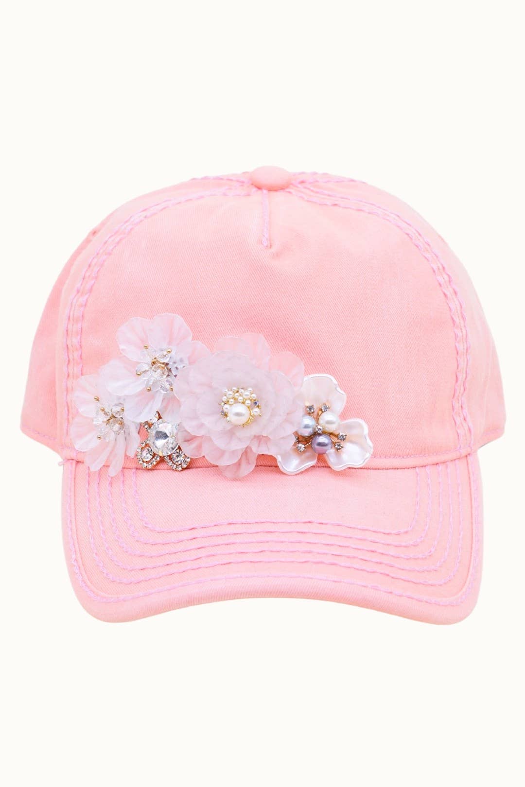 Olive & Pique – wholesale Baseball cap – Women's – Floral Bouquet Bejeweled Bling Glitz Two-Toned Cap, Adjustable4
