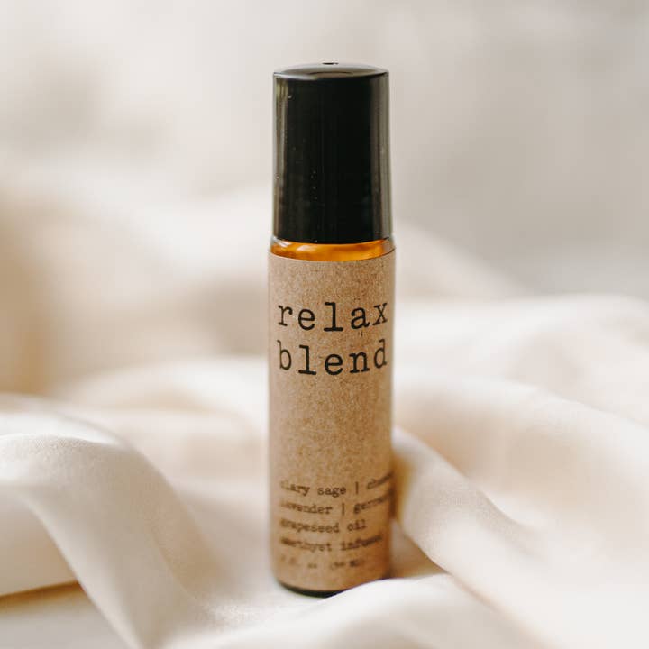 Relax Roller | Made with Essential Oils + Amethyst Crystals for wholesale by Soulistic Root - Essential Oils & Self Care Gifts