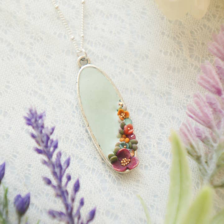 Floral Oval Necklace (Fall Colors) for wholesale by Colourful Blossom