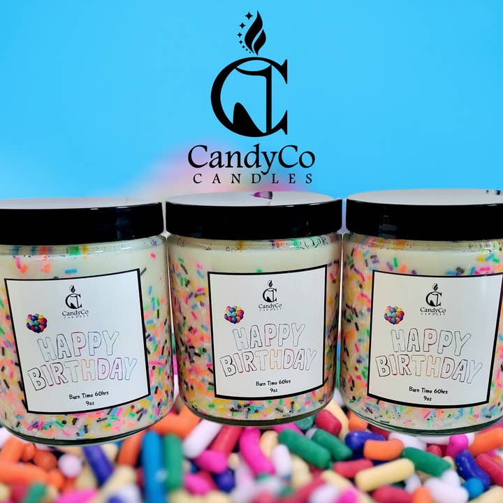 Happy birthday candle sprinkles soy wax dessert gift fall for wholesale by The Candy Collections