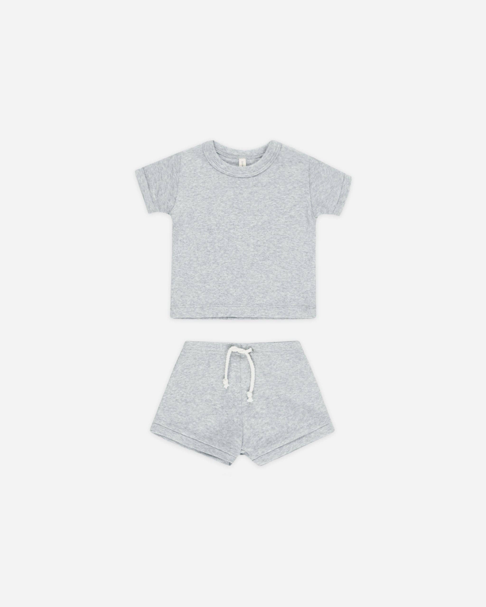 Quincy Mae - Wholesale Top & Short Set - Baby - Ribbed Shortie Set Dusty Blue0
