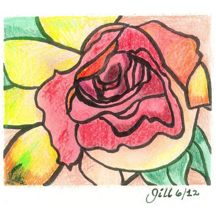 Card #2 Yellow and Pink Rose for wholesale by One Woman's Art by Jill