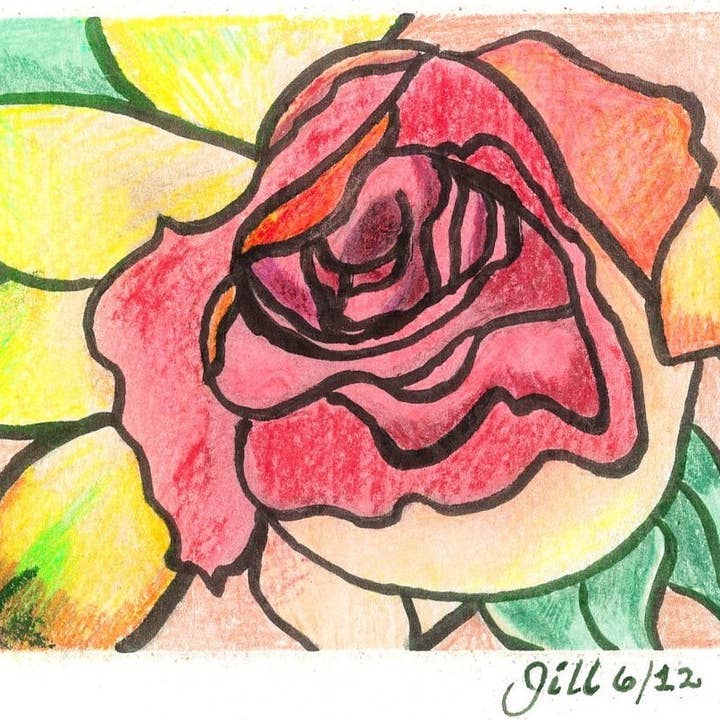 Card #2 Yellow and Pink Rose for wholesale by One Woman's Art by Jill