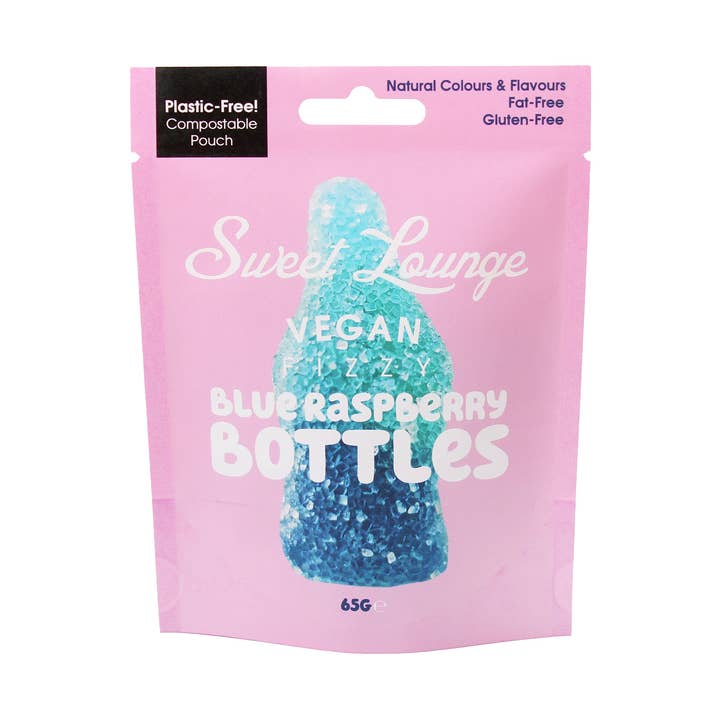 Vegan Fizzy Blue Raspberry Bottles (Plastic-free) 65g and other Purchase wholesale round plastic bottles. Free returns & net 60 terms on Faire trending on Faire.