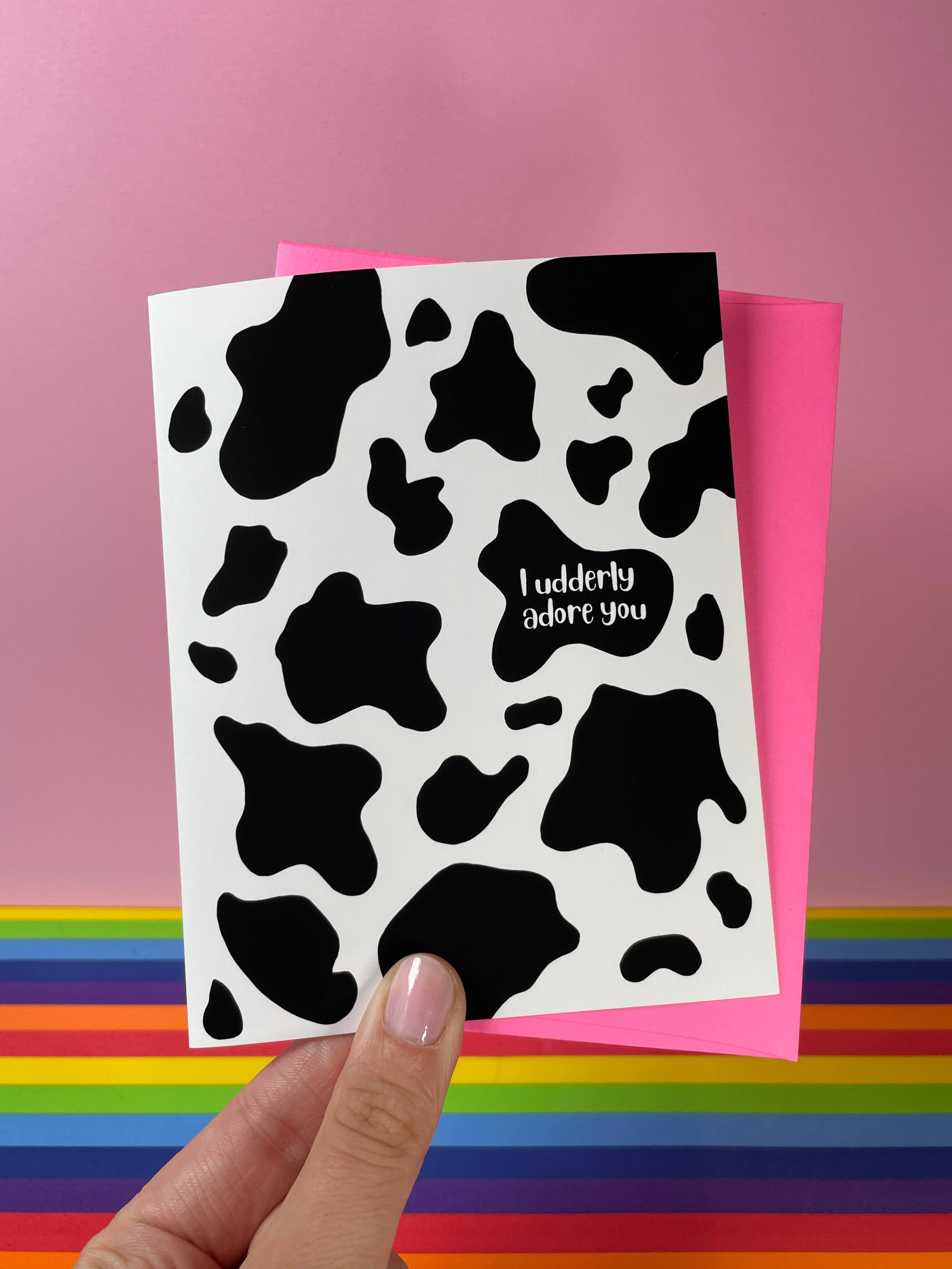 quirky burp illustrations - Wholesale Love Card - I Udderly Adore You Greeting Card2