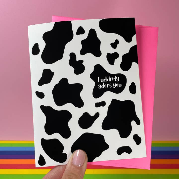 quirky burp illustrations - Wholesale Love Card - I Udderly Adore You Greeting Card2