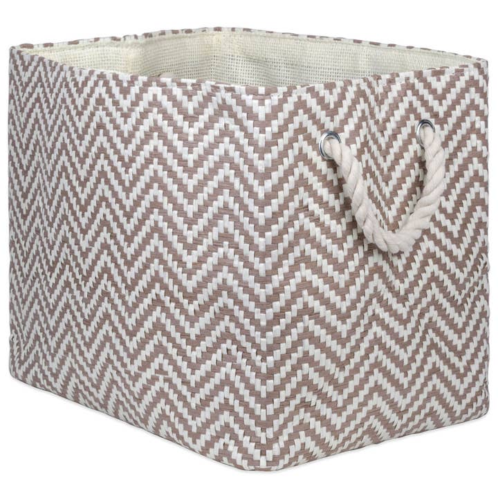 Paper Bin Chevron Stone Rectangle Medium 15 x 10 x 12 for wholesale by Welcome Home Unbeatable Deals