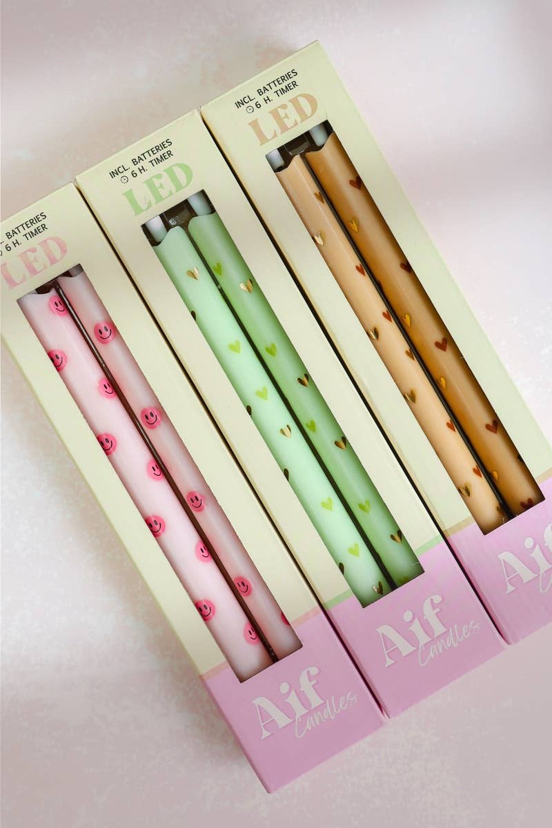 Aifcandles - Wholesale Flameless Candle - LED Pillar Candle Smiley Pink - Set of 215