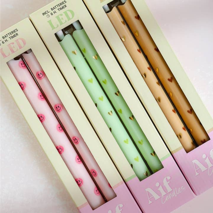 Aifcandles - Vendita all'ingrosso Candela senza fiamma - Candela a Colonna LED Smiley Rosa - Set di 215