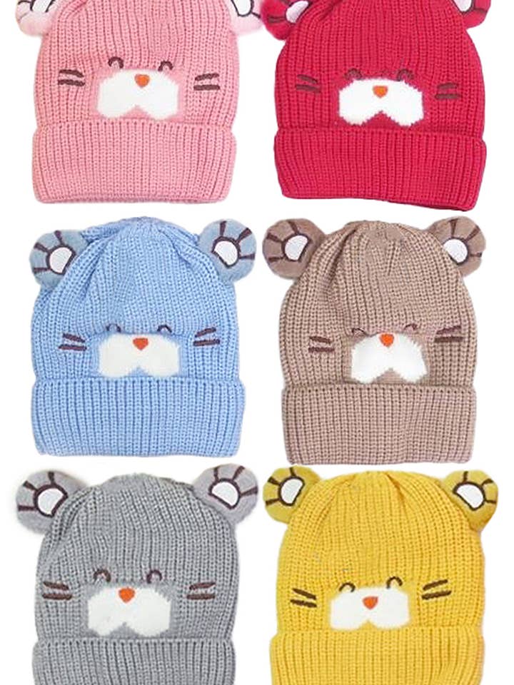 Simpatico berretto lavorato a maglia grossa ricamato con tigre per bambini per la vendita all'ingrosso da parte di Cap Zone