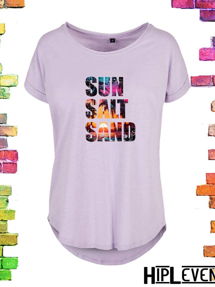 Lila lila dam t-shirt “Sun” |storlek S/34 till 5XL/54 för wholesale av HipLeven Fashion