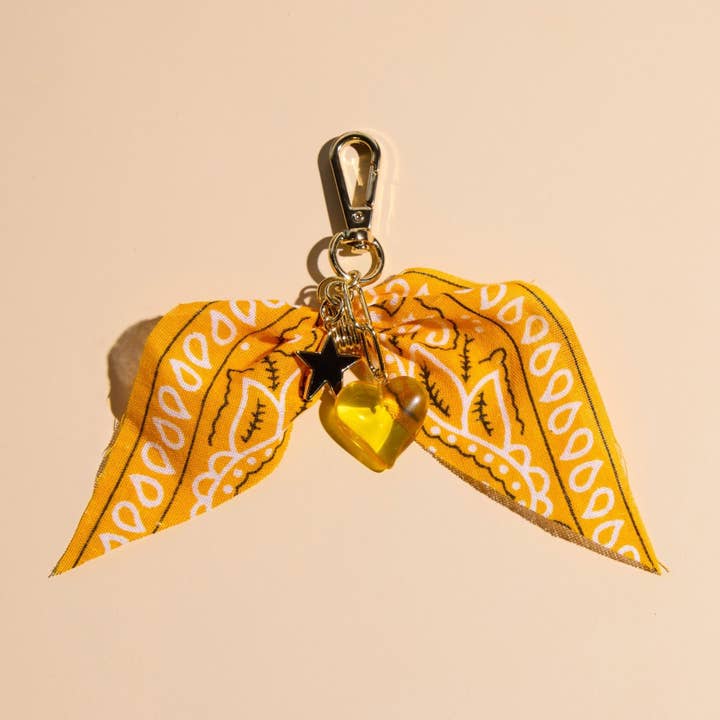 Yellow Bandana Bag Charm for wholesale by Nickel and Suede