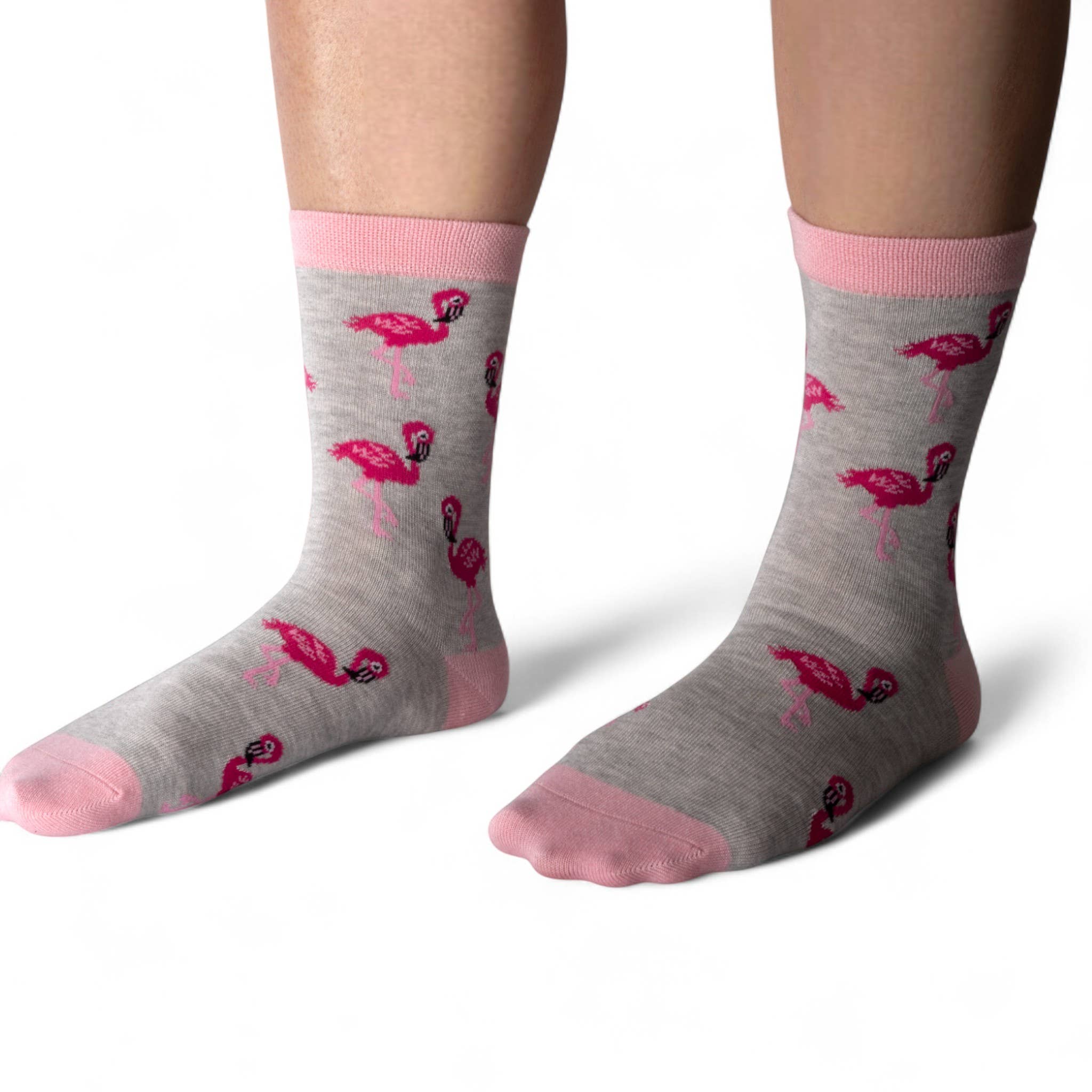 Jess & Lou – Großhandel Socken – Damen – Graue elegante Flamingo-Bambus-Damensocken BW2412