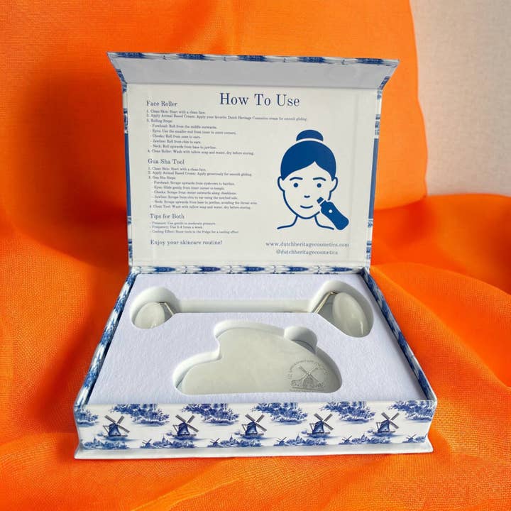 Face Roller & Gua Sha Set for wholesale by Dutch Heritage Cosmetics