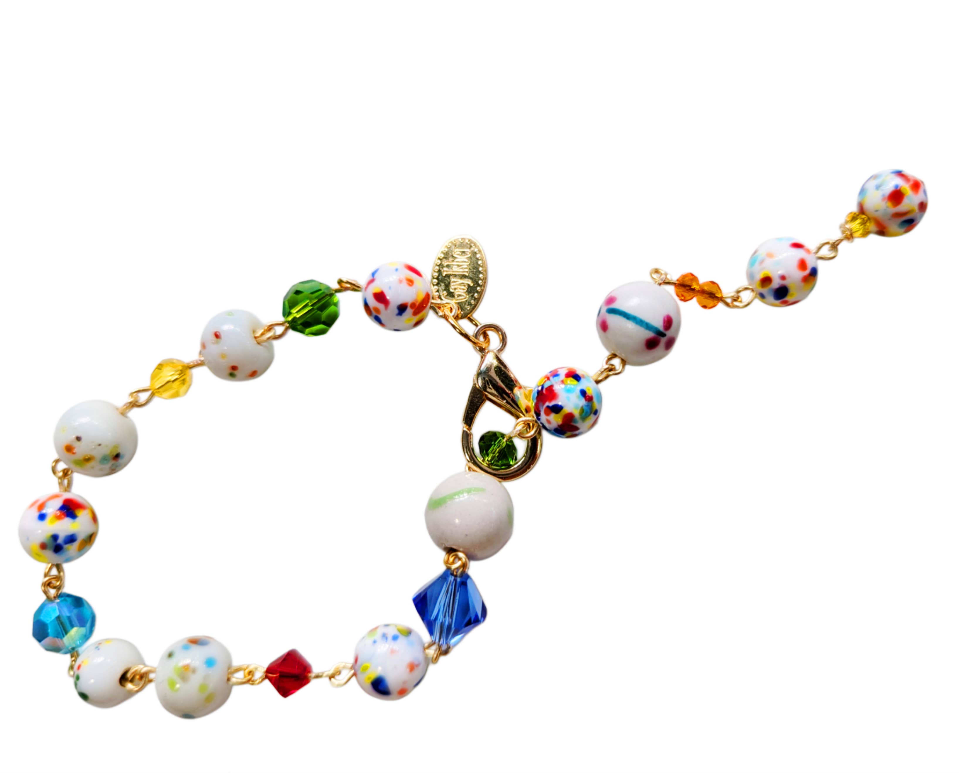 Gay Isber Designs - Wholesale Beaded Bracelet - Hand linked Rainbow Colorful Dot Porcelain Bead Bracelet with crystals - Classic and Timeless Design by Award-Winning Artist Sugar Gay Isber (Copy)