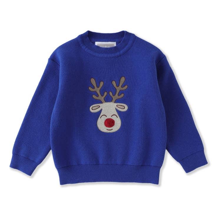 Blue Reindeer Christmas Sweater for wholesale by Lil Cactus