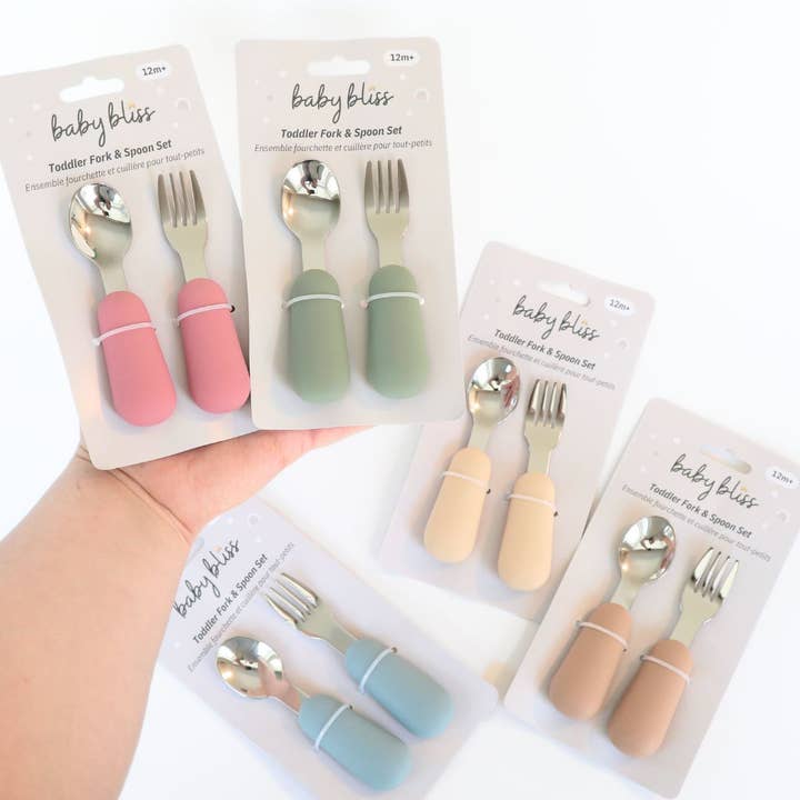 Baby Bliss - Wholesale Flatware Set - Kids & Baby - Stainless Steel & Silicone Silverware