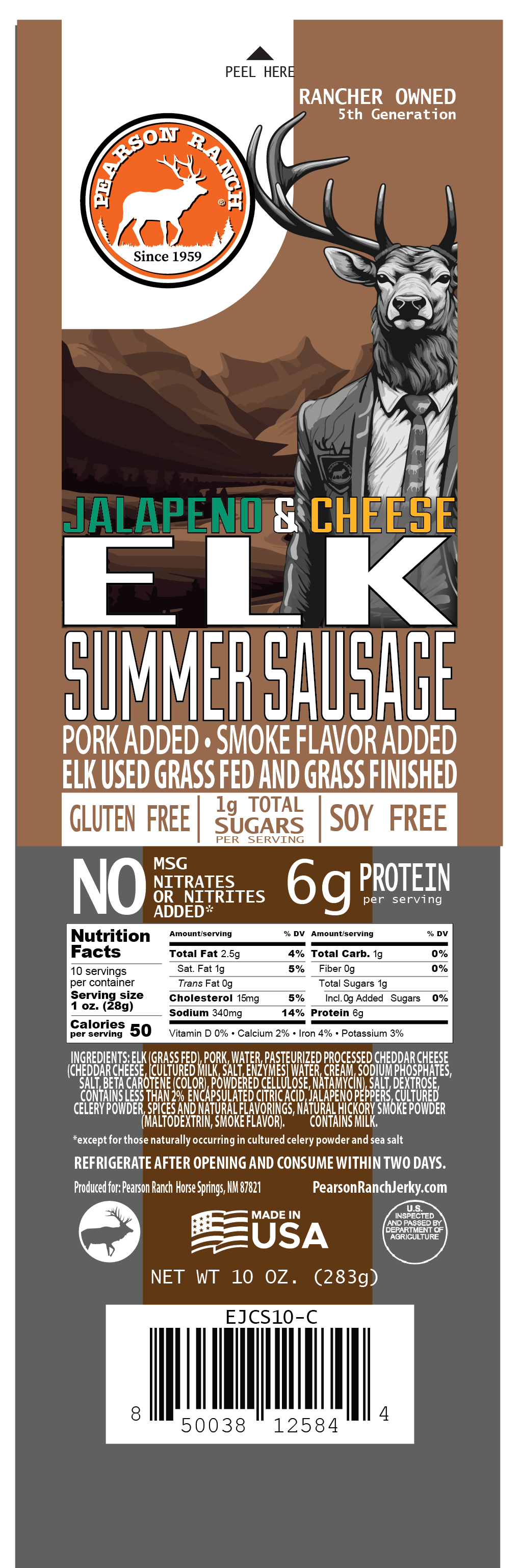 Pearson Ranch Elk & Bison Jerky - Wholesale Sausage - Elk Jalapeno Cheese Summer Sausage2