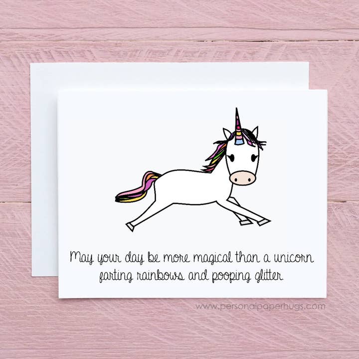 Funny Unicorn Card for Friend Funny Friendship Card Funny Thinking of You Card Funny Pick Me up Card Sarcastic Card Friend Just Because Card for wholesale by Personal Paper Hugs