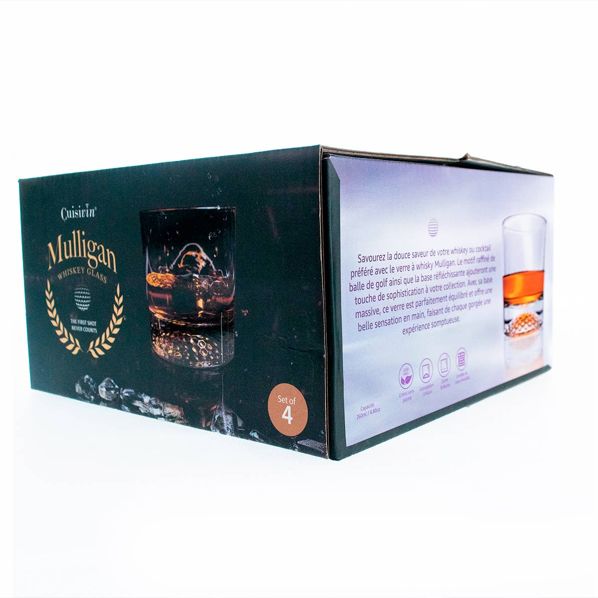 CUISIVIN – Großhandel Cocktail-/Schnapsglas – Mulligan Whiskey-Glas, 4er-Pack, Geschenkverpackung (Preis pro Glas)3