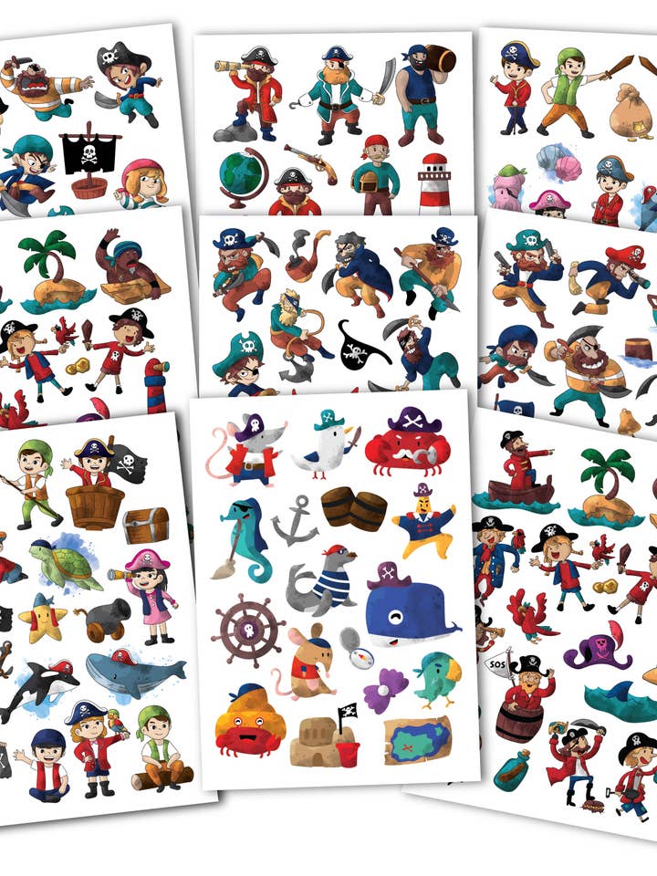 TOPULO® 150 skin-friendly children's tattoos – Pirate Adventure for wholesale by Topulo