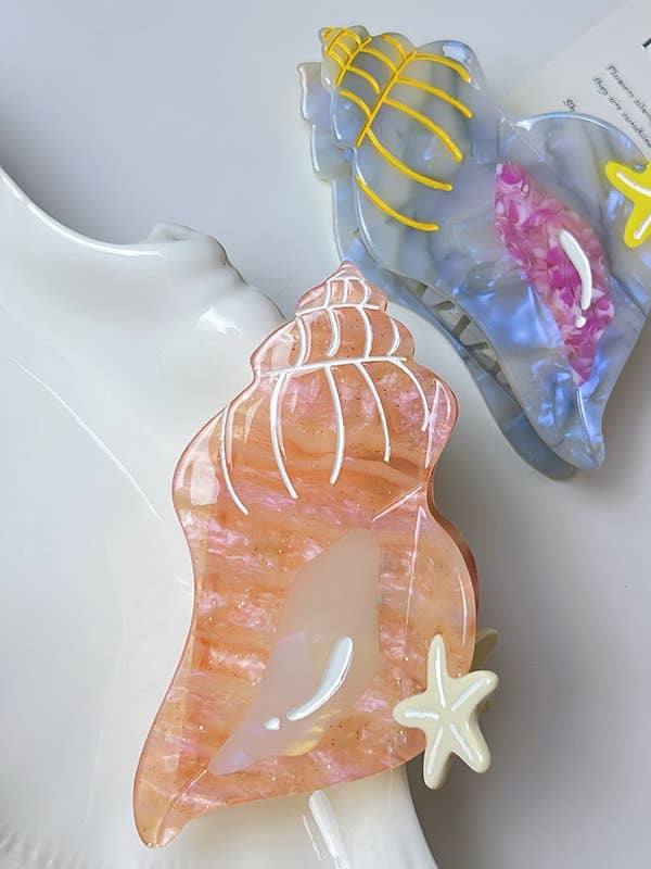 JUMBO OCEAN NAUTICAL CONCH HAIR CLAW CLIPS | 40H1001 for wholesale by JOSSLYN by wall to wall