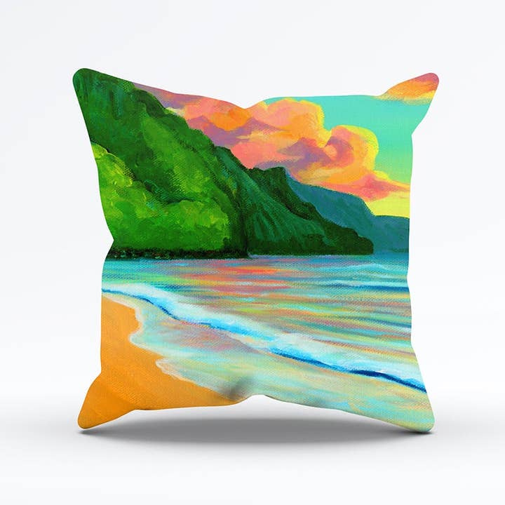 Ke'e Sunset Pillow Cover 20"x20" for wholesale by Michal Art Studio