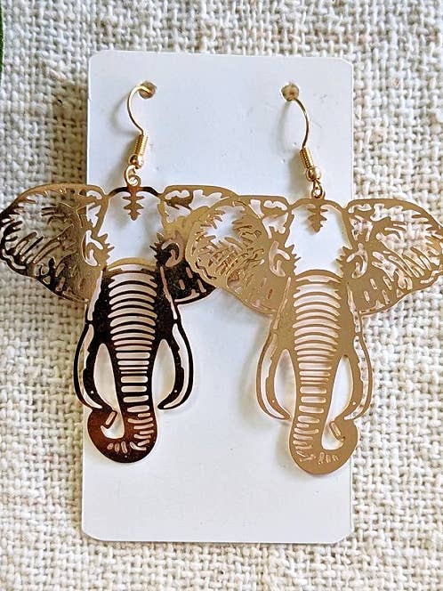 Goldfarbene Elefanten-Ohrringe für den Großhandel von Reflektion Design