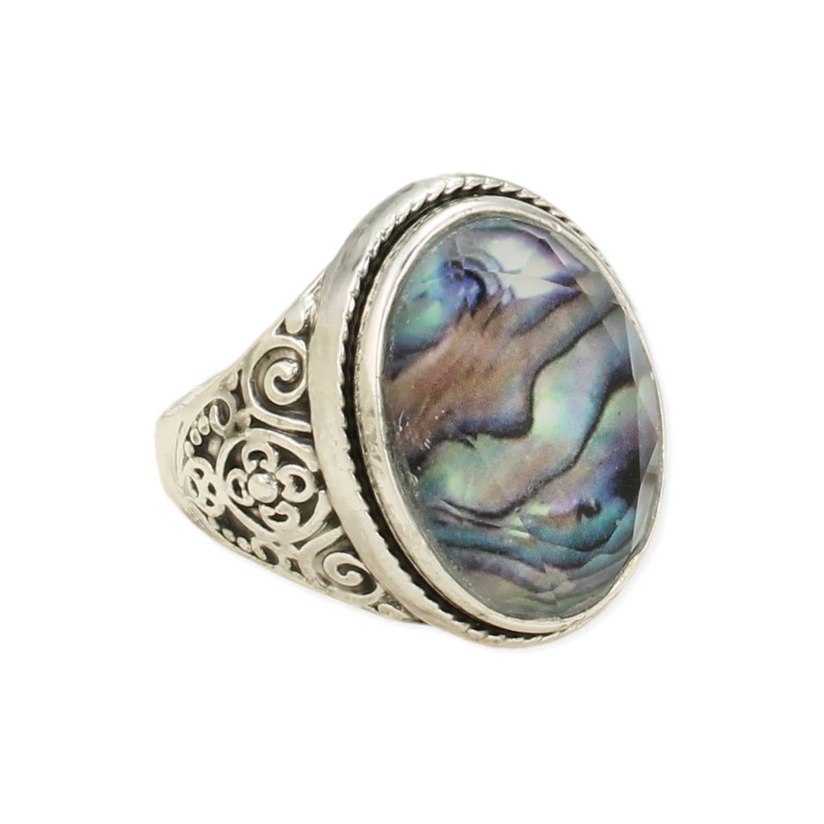 ZAD - Wholesale Cocktail/Statement Ring - Vintage Silver Scroll Shell Ring1
