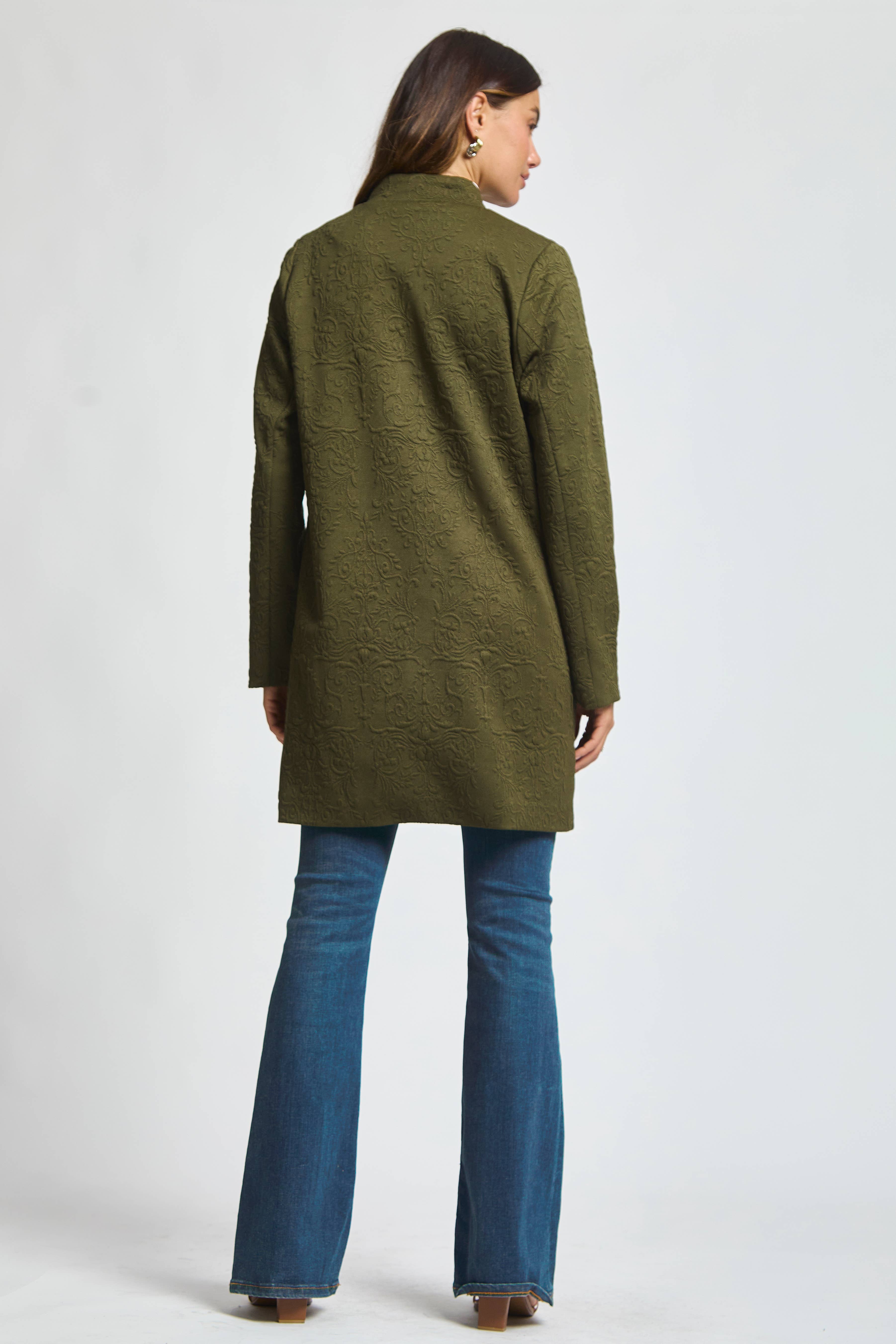 Dear Scarlett - Vente Manteau – femme - Manteau Midi Jacquard Élégant15