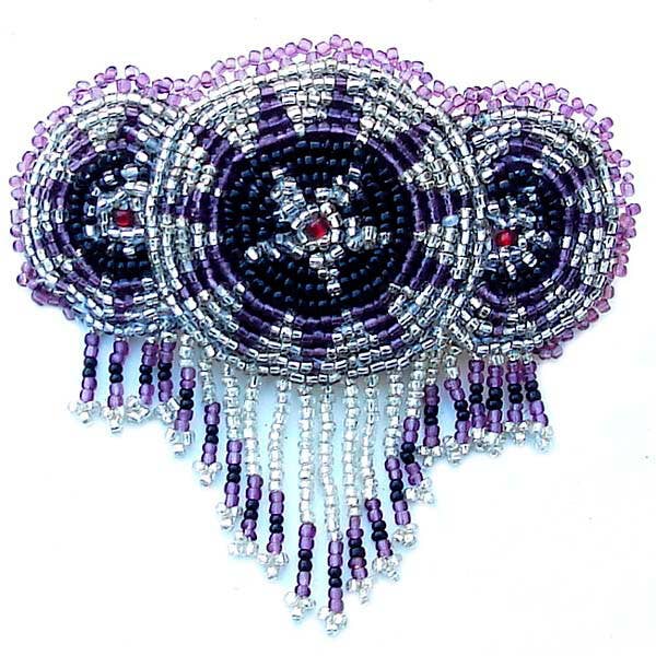 Beaded Barrette French Clip Black Rossette Fringe Beadwork for wholesale by BEADS CORNER