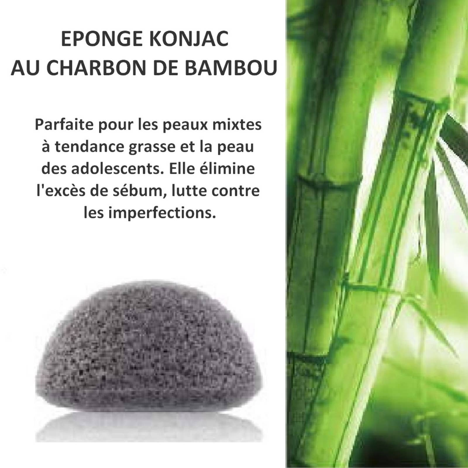 Zen'Arôme - Vente Nettoyants pour le visage - Éponge Konjac Visage Charbon de Bambou - 100% Naturelle1
