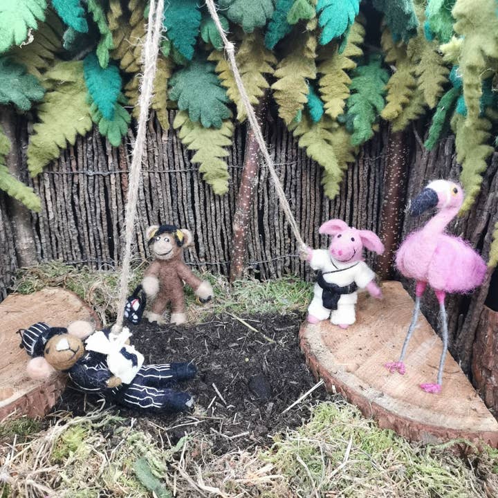 Felt So Good - Wholesale Ornament - Handmade Felt Pork Chop Hanging Karate Pig Dec2