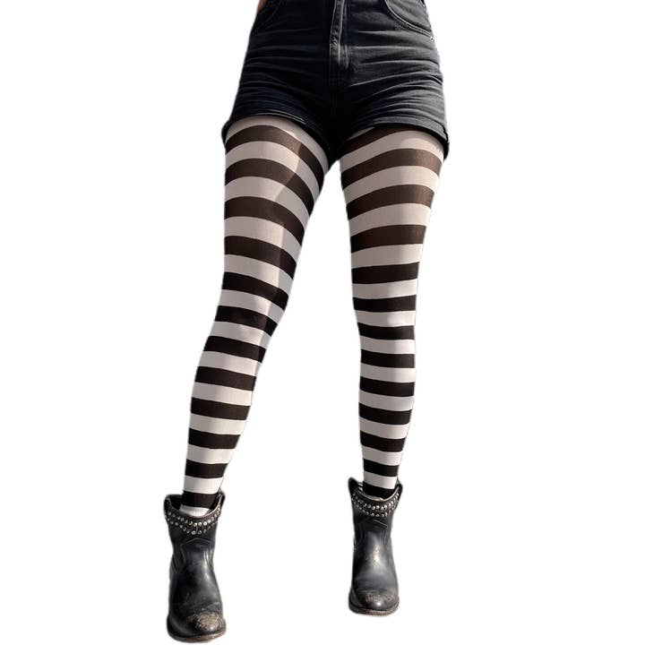 White Striped Tights for Women - SM for wholesale by Malka Chic