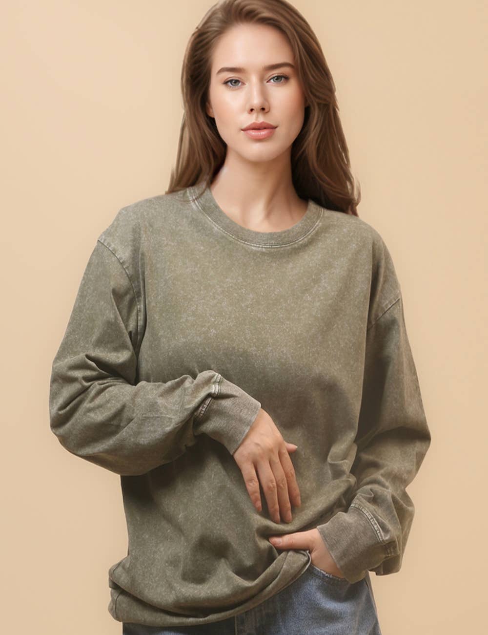 Sweetkama – wholesale Sweatshirt – Women's – Ladies Solid Color Crew Neck Sweatshirt SKT465211
