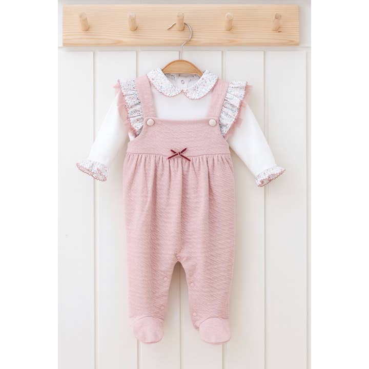Dusky Pink 2-Piece Dungaree Set for wholesale by My Vintage Kid