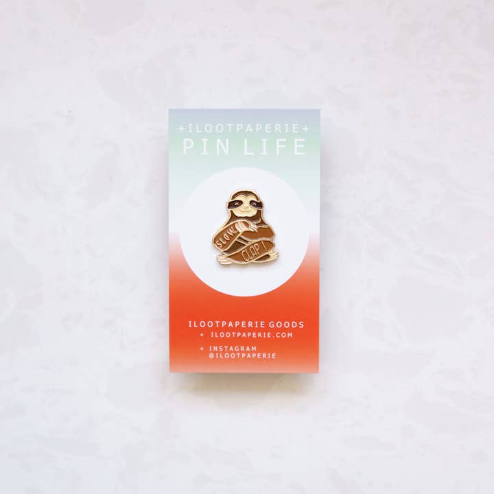 Slow Clap Sloth Enamel / Lapel Pin for wholesale by ILOOTPAPERIE