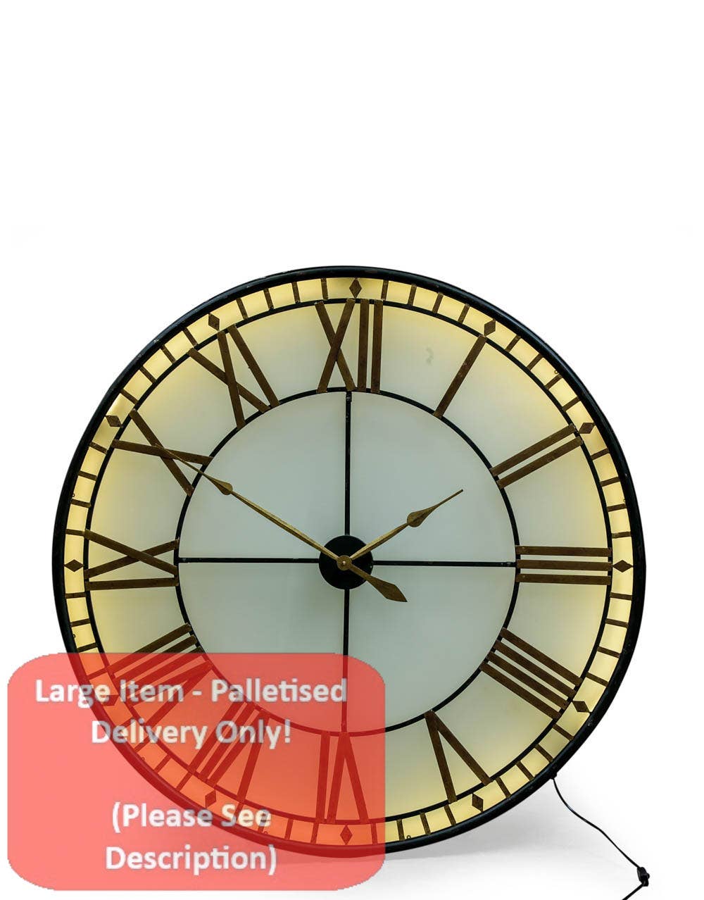 McGowan & Rutherford Ltd - Wholesale Wall clock - Large Black And Gold Back Lit Glass "Westminster" Wall Clock