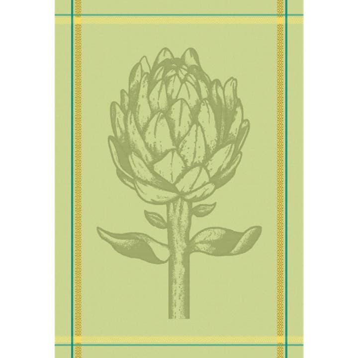 Mierco European Linens - Wholesale Tea Towel - Green Artichoke Jacquard Tea Towel