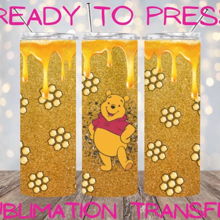 Gold Honey Bear Sublimation Transfer for Tumblers for wholesale by Hatch & Hug